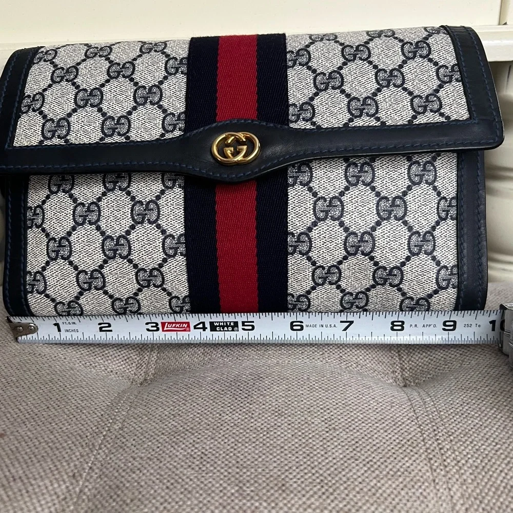 Gucci canvas sherry line navy clutch - Picture 14 of 16